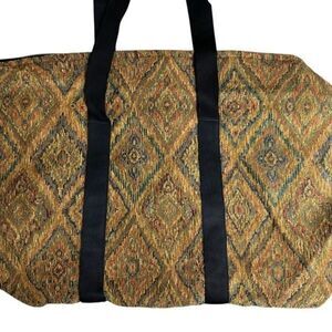 Alice Tapestries Women's Geometric Pattern Black Strap Travel Duffel Bag NWOT